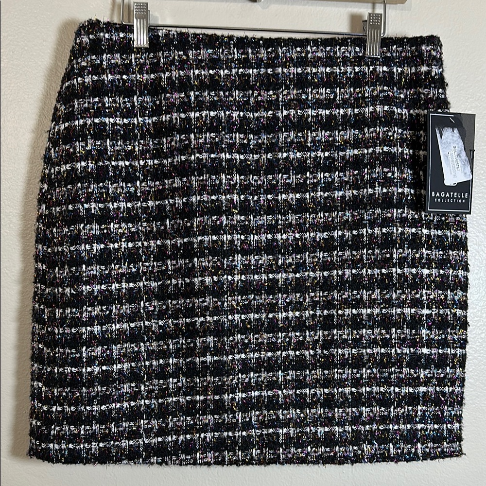 NEW Bagatelle‎ Black Tweed Sparkle Skirt